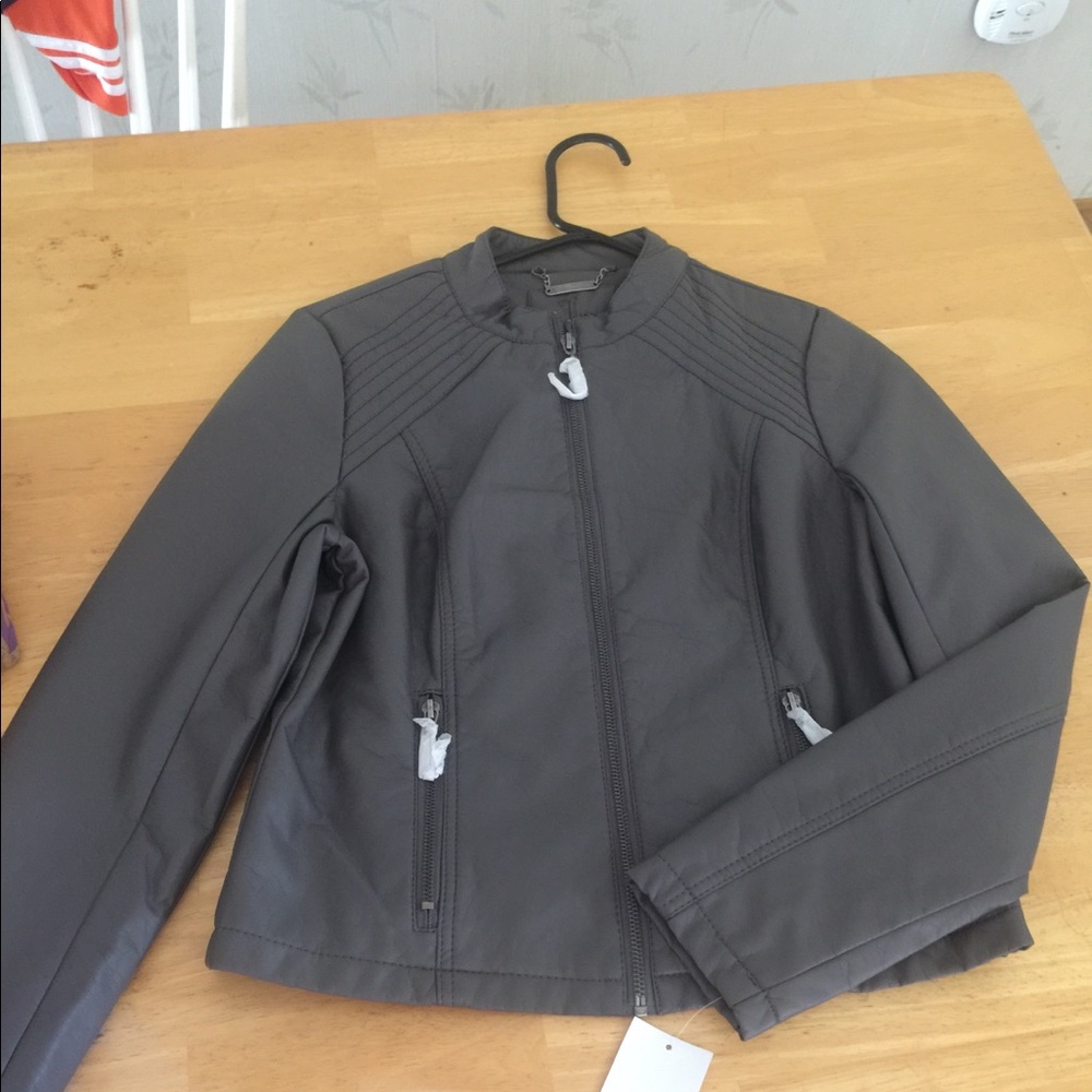 Leather jacket gray
